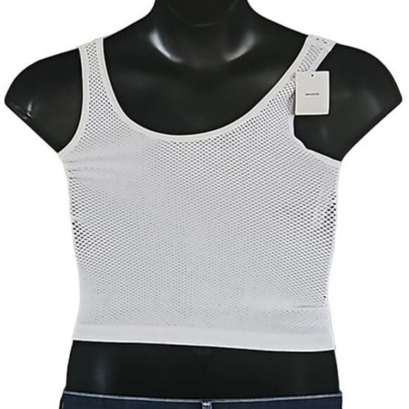 Urban Outfitters White Mesh Scoop Neck Crop Top - Size Large - Picture 5 of 5